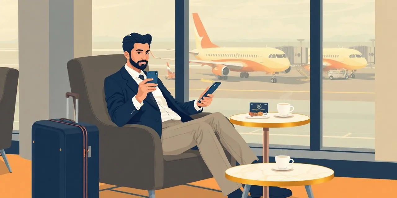Priority Pass member relaxing in an airport lounge before departure