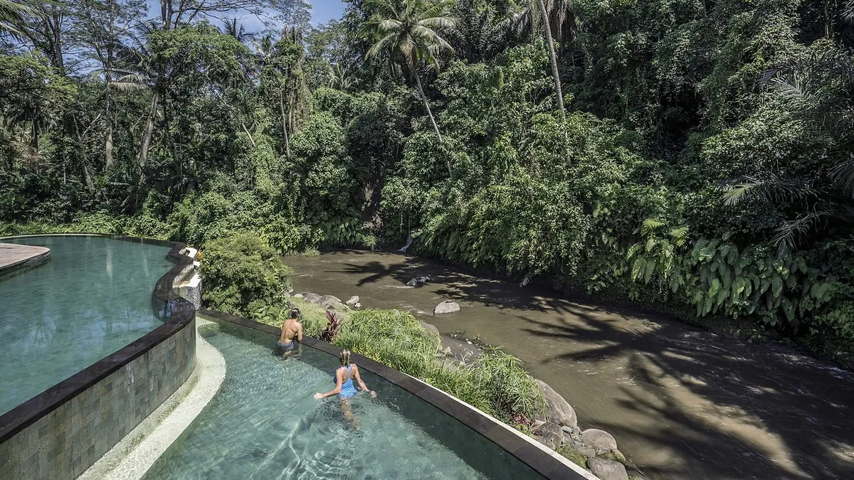 The two level pool beside the Ayung River at Four Seasons Resort Bali at Sayan