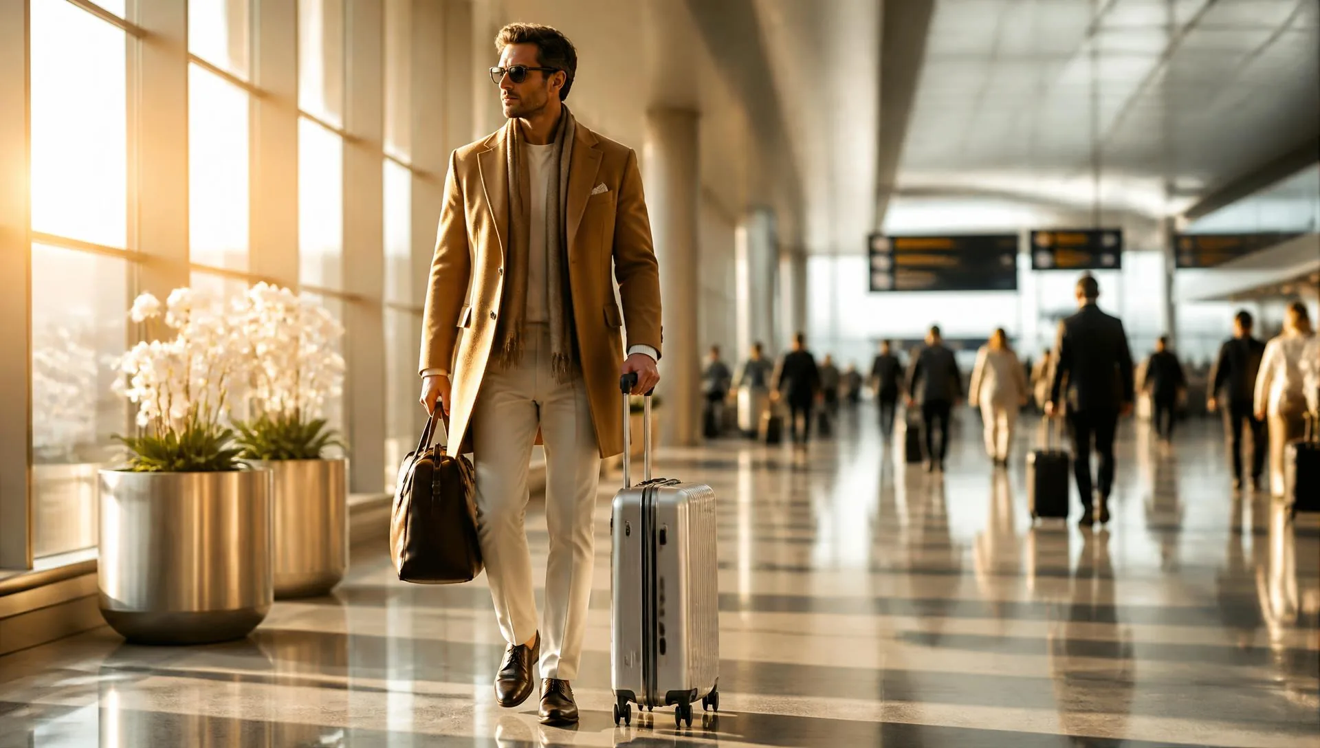 Carry on suitcase in an airport terminal