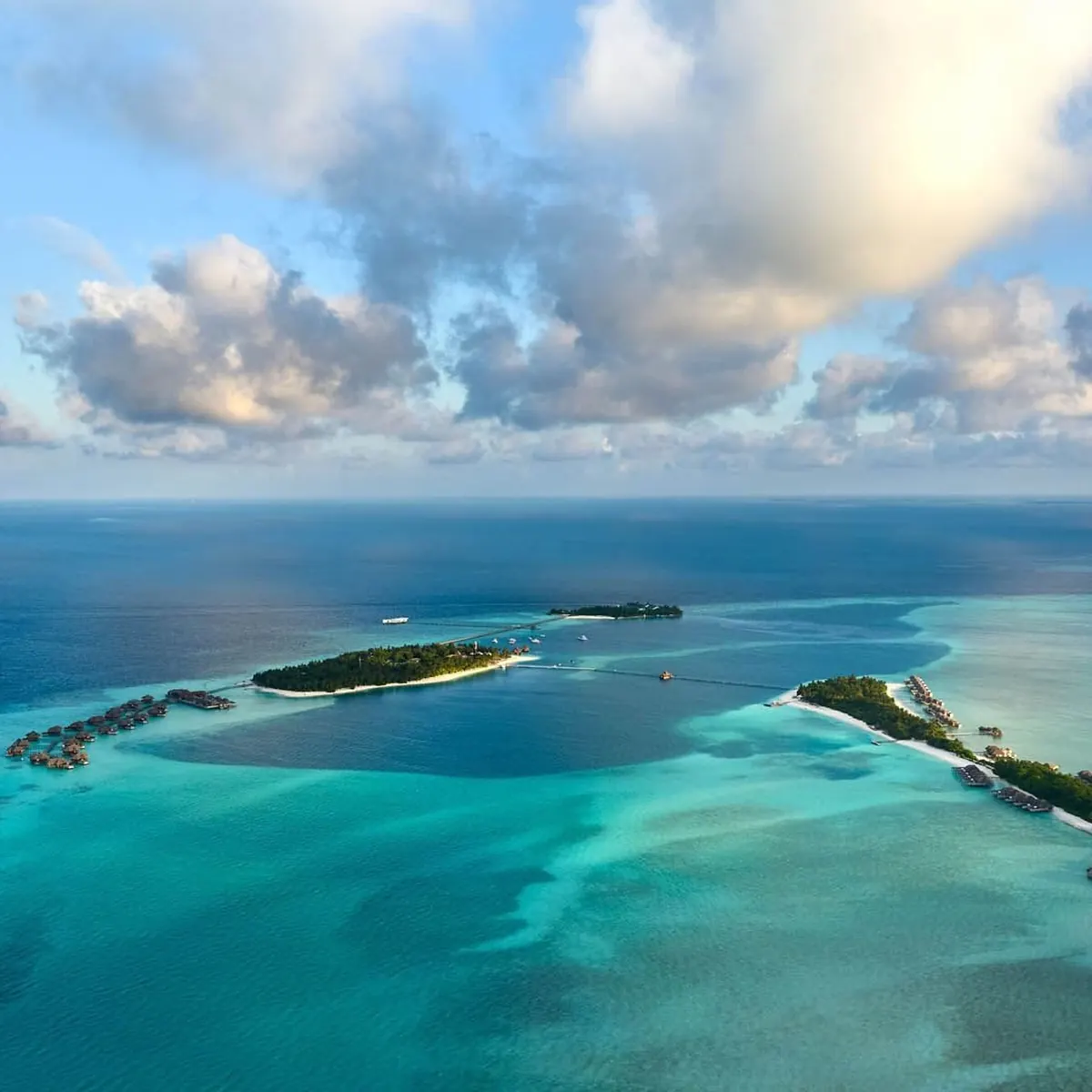 Conrad Maldives Rangali Island and the South Ari Atoll lagoon from the air