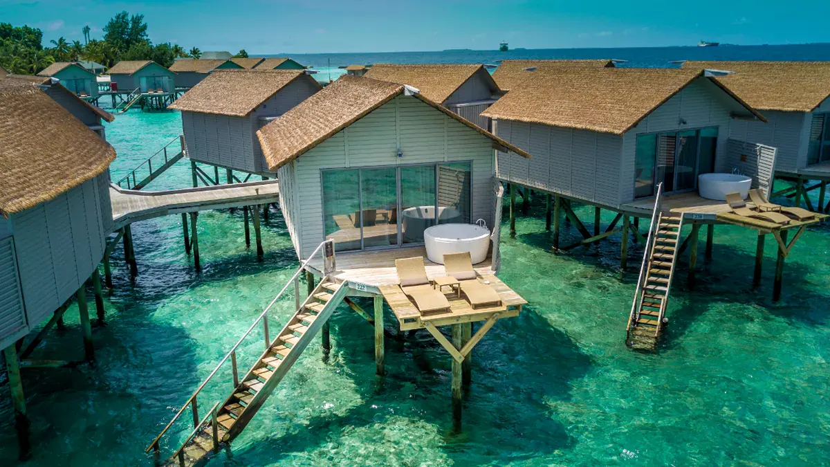 Overwater villas at Centara Ras Fushi in North Malé Atoll