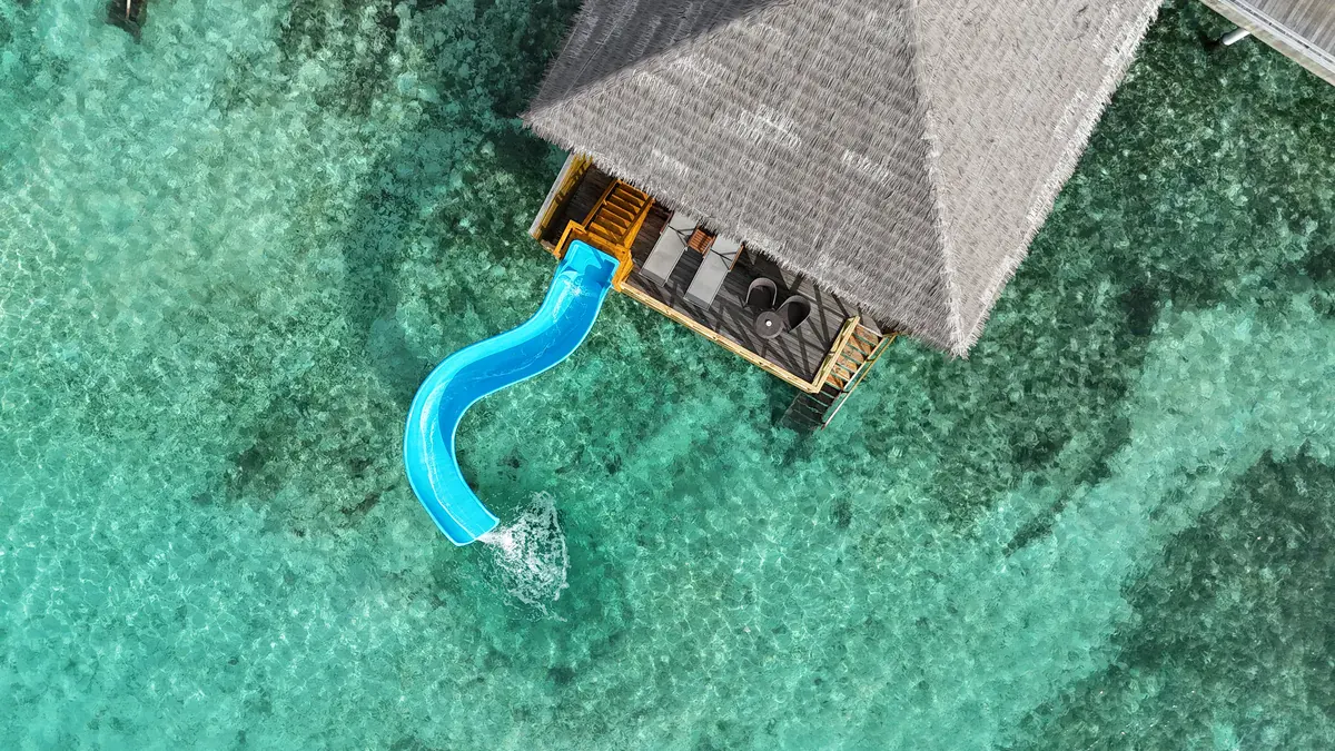 Lagoon Suite with Slide at Cocoon Maldives from above