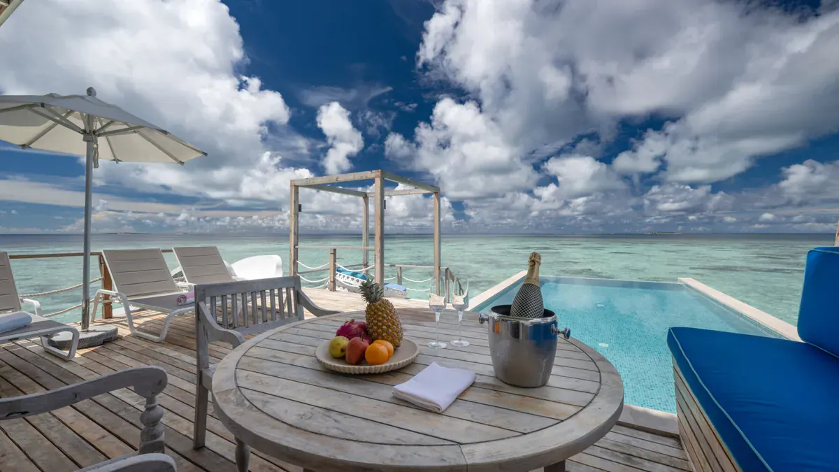 Deck view over the lagoon at Cora Cora Maldives