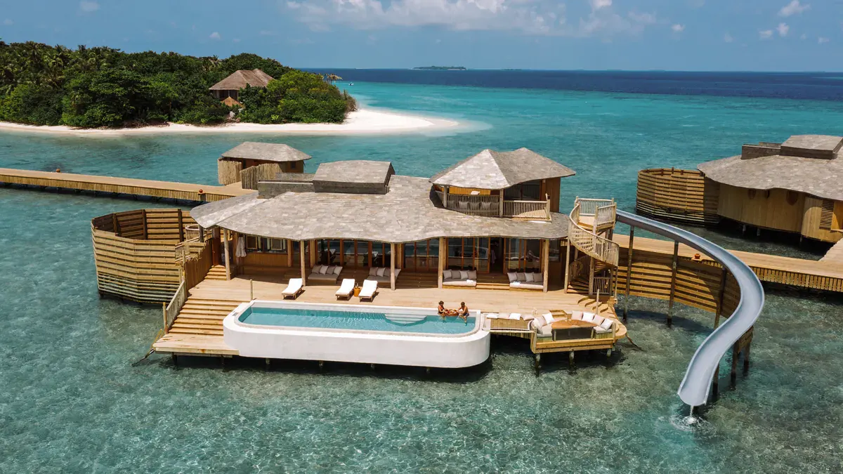 Water Reserve with Slide at Soneva Fushi in Baa Atoll