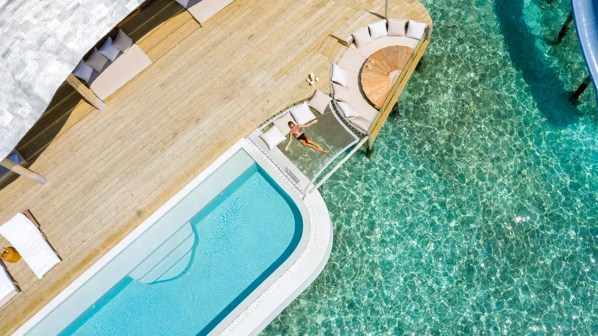 Private pool on a Water Reserve deck at Soneva Fushi