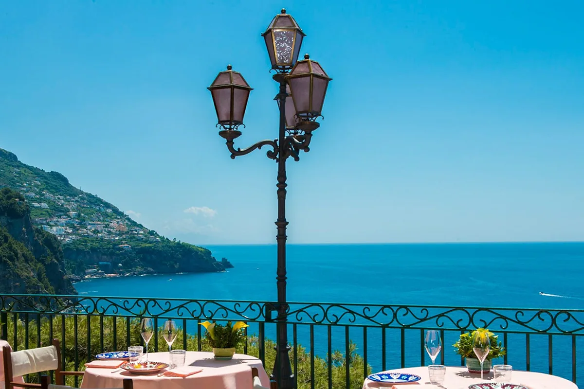 Il San Pietro di Positano, Positano, Amalfi Coast: restaurant, bar and dining terrace, photographed for Luxury Hotel Compare