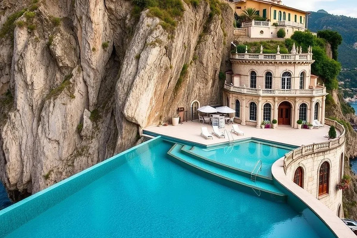 Monastero Santa Rosa, Conca dei Marini, Amalfi Coast: pool and spa, photographed for Luxury Hotel Compare