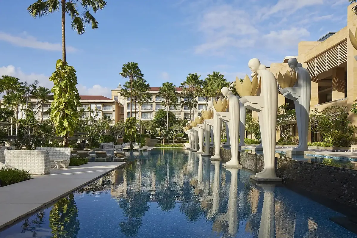 The Mulia Bali, Nusa Dua, Bali: arrival, grounds and architecture, photographed for Luxury Hotel Compare