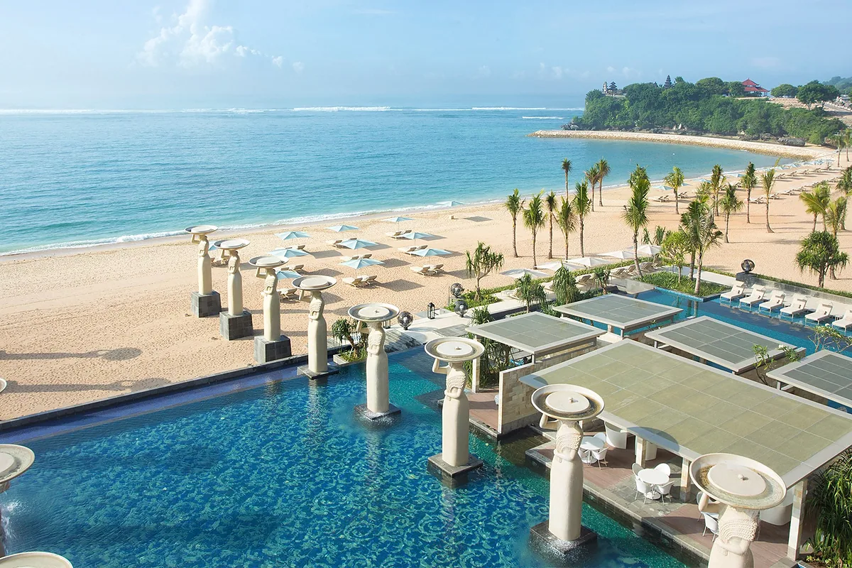 The Mulia Bali, Nusa Dua, Bali: pool and spa, photographed for Luxury Hotel Compare