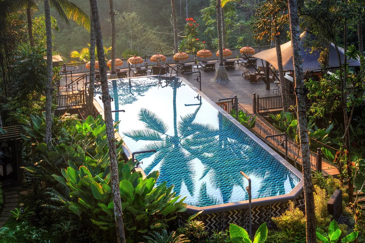 Capella Ubud, Ubud, Bali: pool and spa, photographed for Luxury Hotel Compare