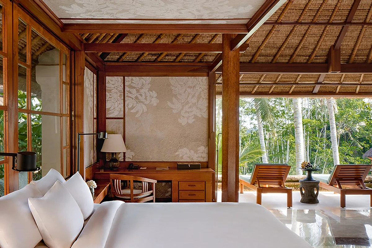 Amandari, Ubud, Bali: guest room interior, photographed for Luxury Hotel Compare