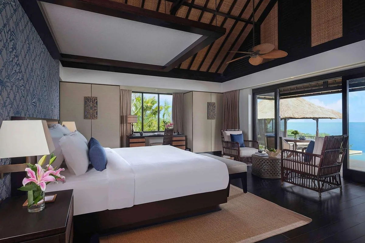 Raffles Bali, Jimbaran, Bali: guest room interior, photographed for Luxury Hotel Compare