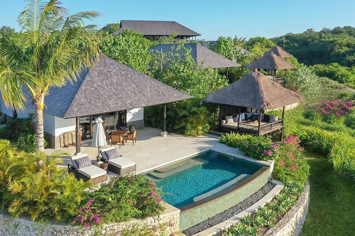 Raffles Bali, Jimbaran, Bali: pool and spa, photographed for Luxury Hotel Compare