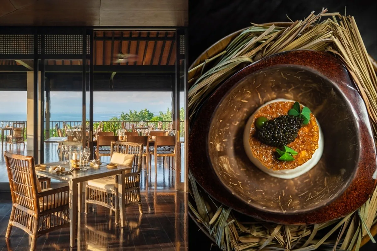 Raffles Bali, Jimbaran, Bali: restaurant, bar and dining terrace, photographed for Luxury Hotel Compare