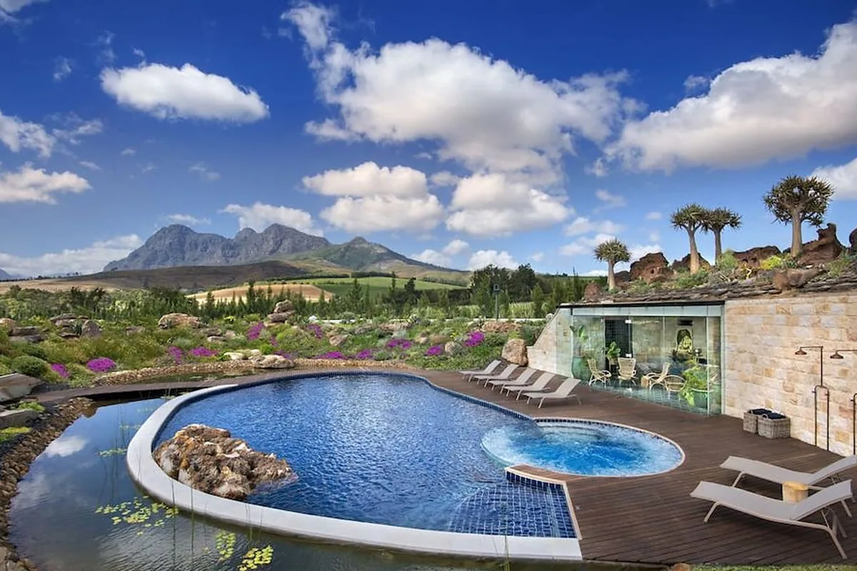 Babylonstoren, Franschhoek, Cape Town: pool and spa, photographed for Luxury Hotel Compare