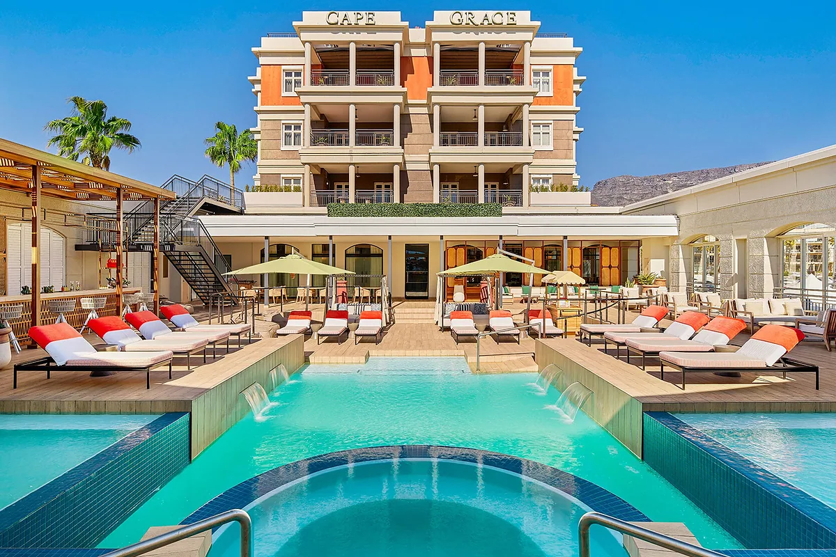 Cape Grace Hotel, V&A Waterfront, Cape Town: pool and spa, photographed for Luxury Hotel Compare