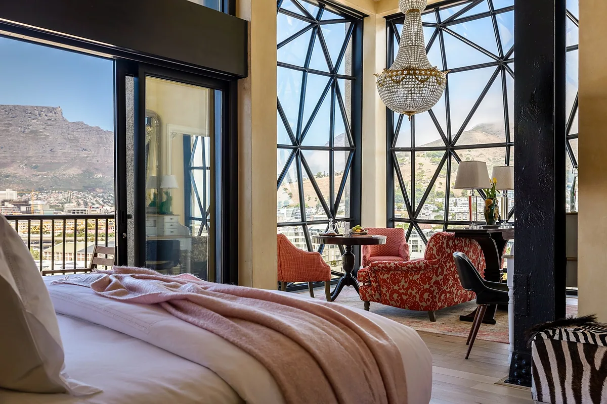 The Silo Hotel, V&A Waterfront, Cape Town: guest room interior, photographed for Luxury Hotel Compare