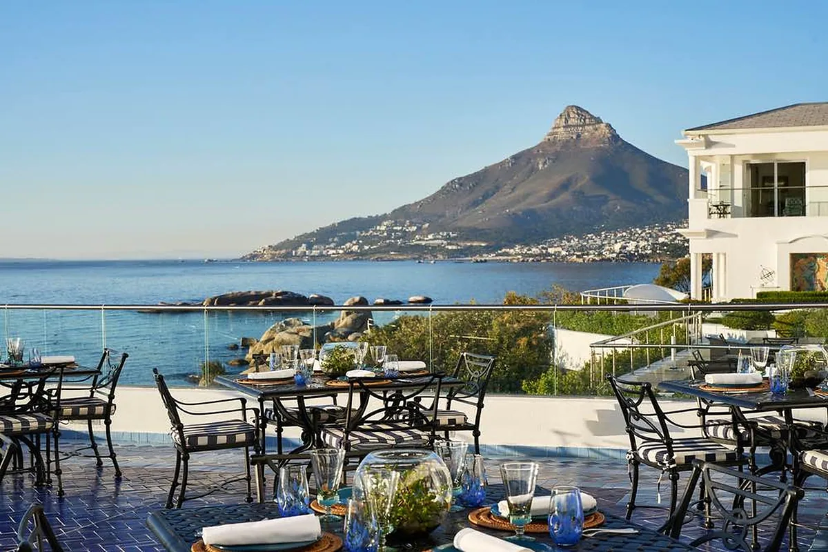 The Twelve Apostles Hotel & Spa, Victoria Road, Cape Town: restaurant, bar and dining terrace, photographed for Luxury Hotel Compare