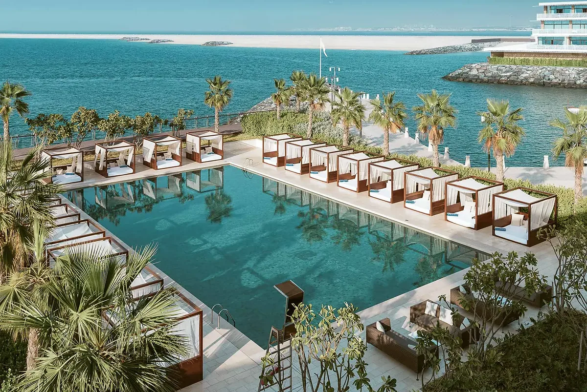Bulgari Resort Dubai, Jumeirah Bay, Dubai: exterior and setting, photographed for Luxury Hotel Compare