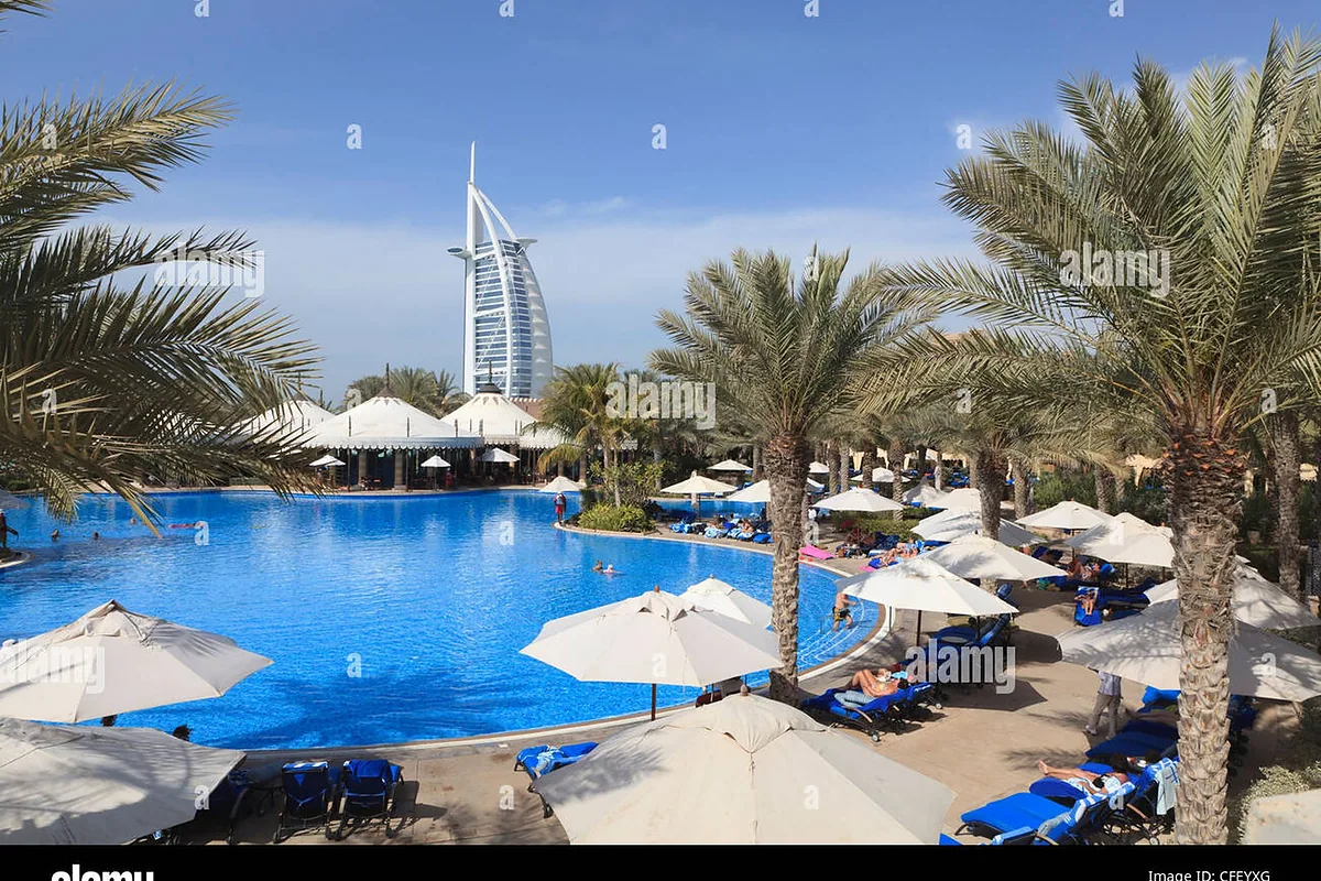 Burj Al Arab Jumeirah, Jumeirah Beach, Dubai: pool and spa, photographed for Luxury Hotel Compare