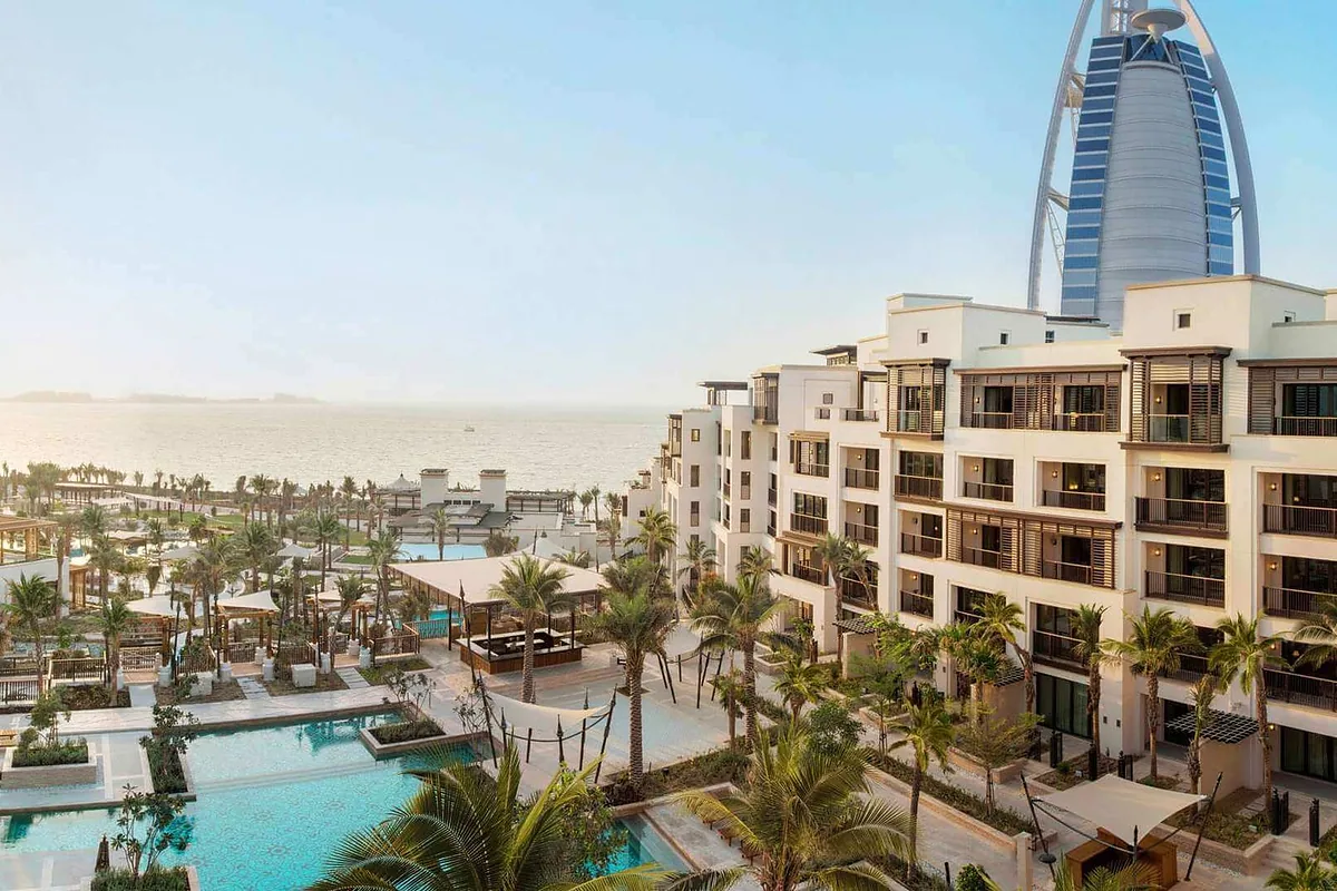 Jumeirah Al Naseem, Jumeirah Beach, Dubai: arrival, grounds and architecture, photographed for Luxury Hotel Compare