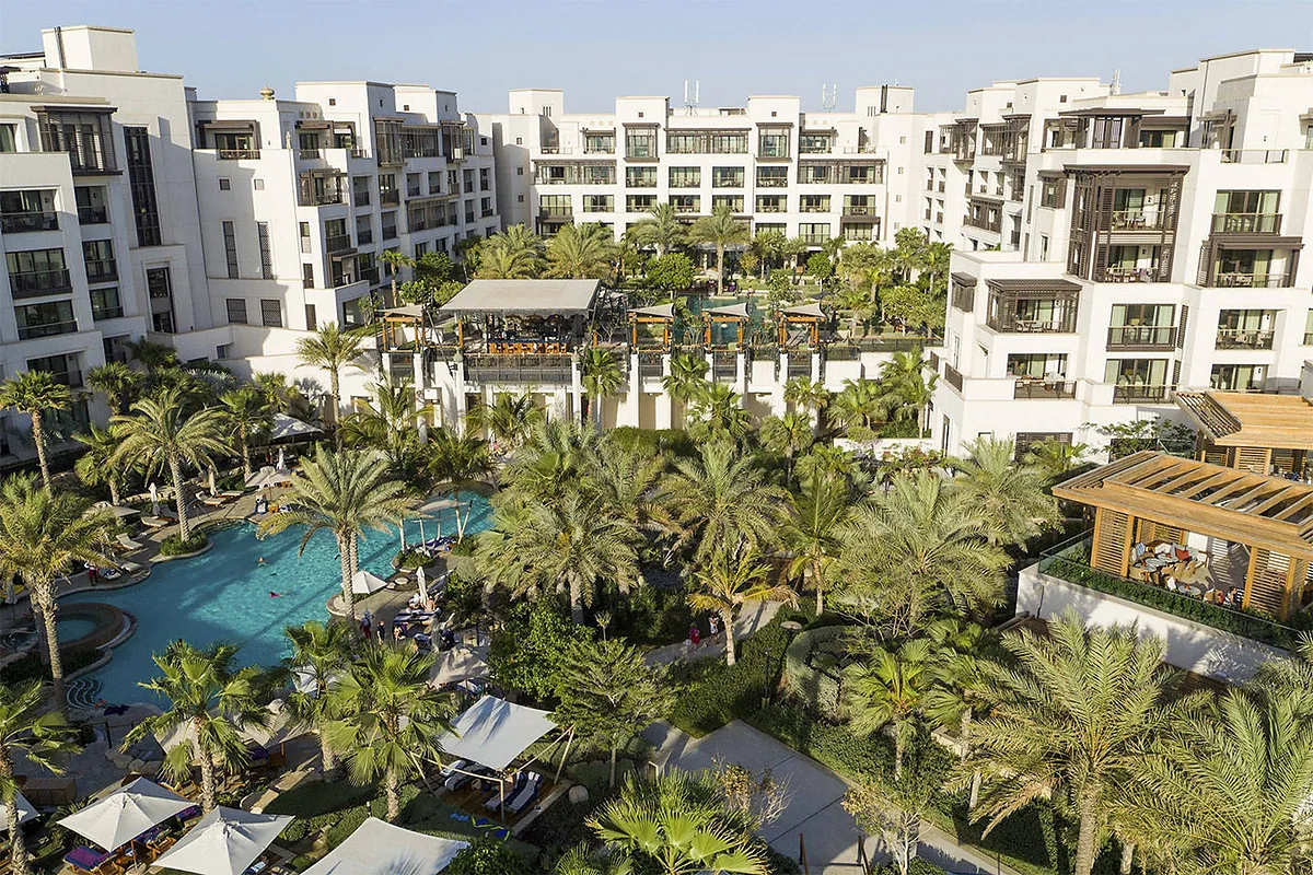 Jumeirah Al Naseem, Jumeirah Beach, Dubai: pool and spa, photographed for Luxury Hotel Compare
