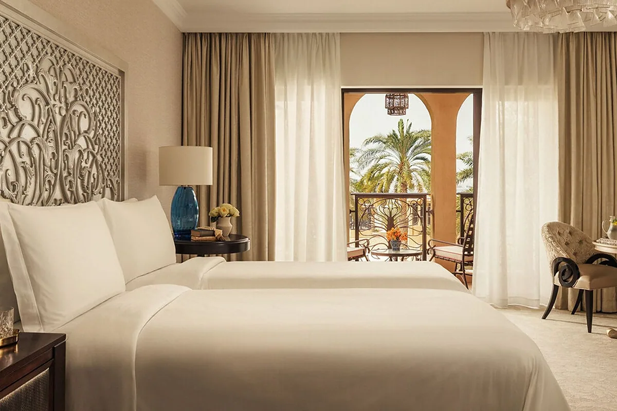 One&Only Royal Mirage, Jumeirah Beach, Dubai: guest room interior, photographed for Luxury Hotel Compare