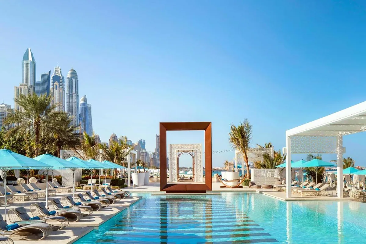 One&Only Royal Mirage, Jumeirah Beach, Dubai: pool and spa, photographed for Luxury Hotel Compare