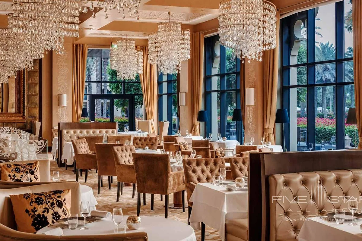 One&Only Royal Mirage, Jumeirah Beach, Dubai: restaurant, bar and dining terrace, photographed for Luxury Hotel Compare