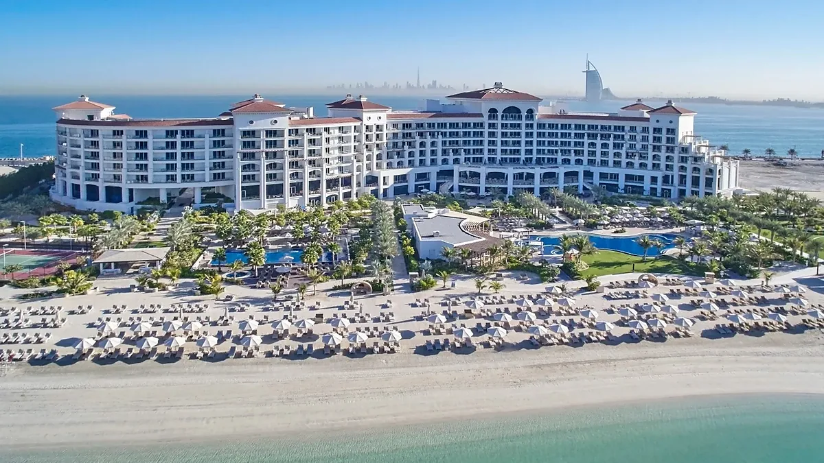 Waldorf Astoria Palm Jumeirah, Palm Jumeirah, Dubai: exterior and setting, photographed for Luxury Hotel Compare