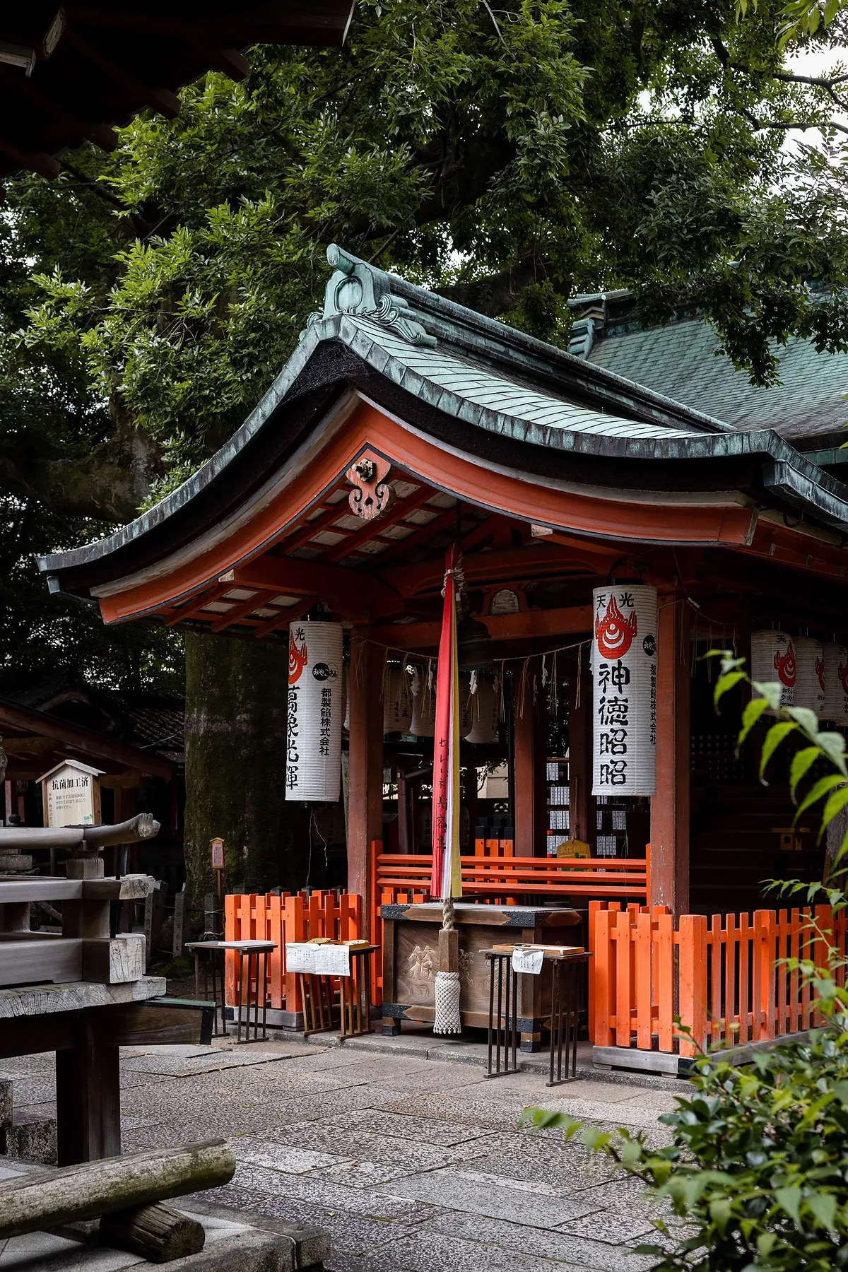 Garrya Nijo Castle Kyoto, a vermilion shrine with torii and lanterns nearby, Kyoto