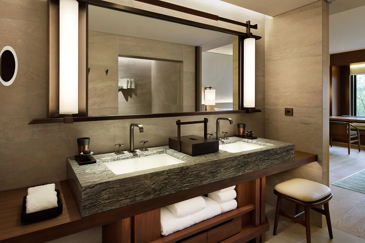 Hotel The Mitsui Kyoto, the twin basin stone bathroom, Kyoto