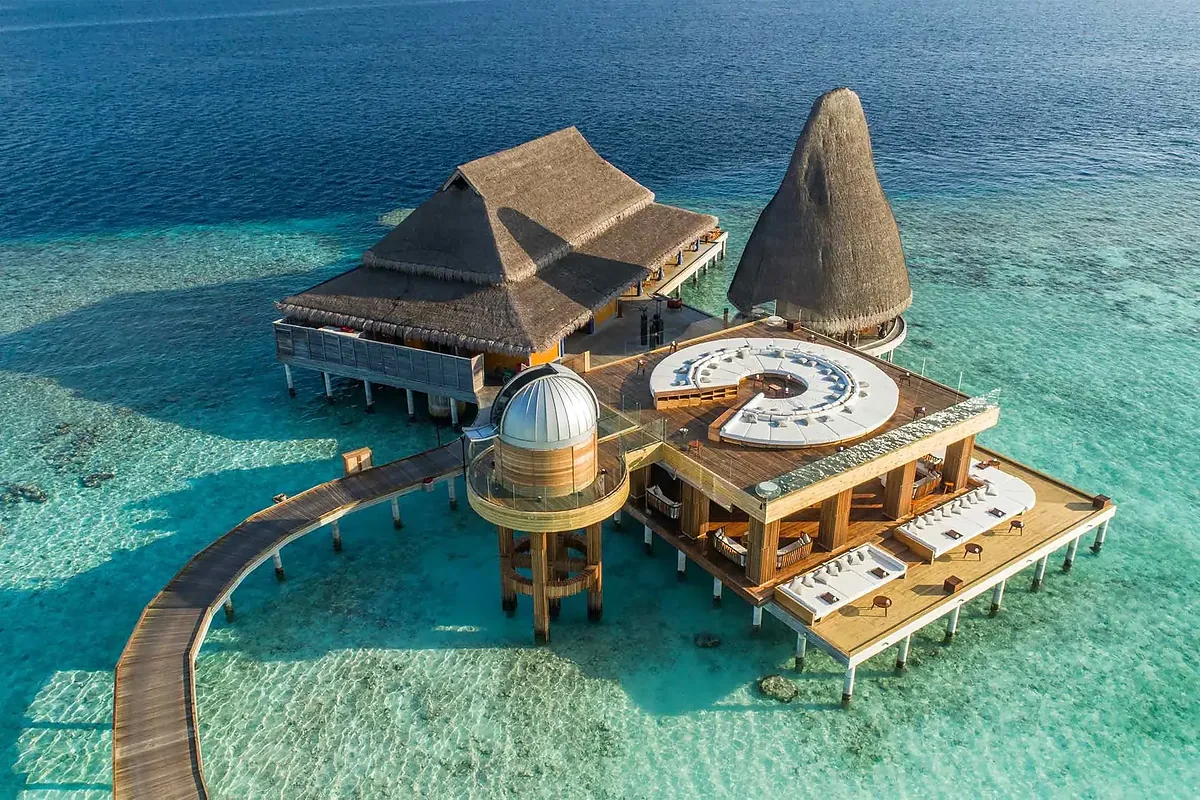 Anantara Kihavah Maldives, Baa Atoll, Maldives: exterior and setting, photographed for Luxury Hotel Compare