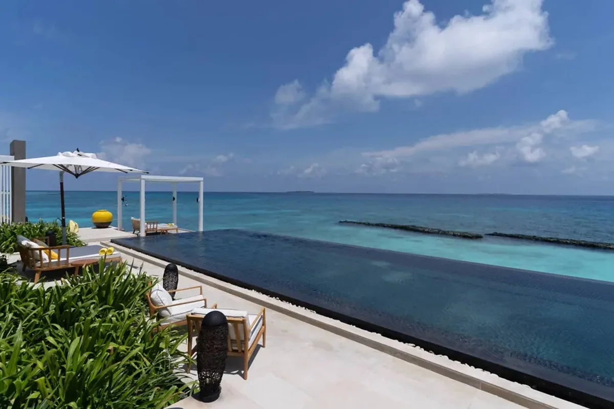 Cheval Blanc Randheli, Noonu Atoll, Maldives: pool and spa, photographed for Luxury Hotel Compare