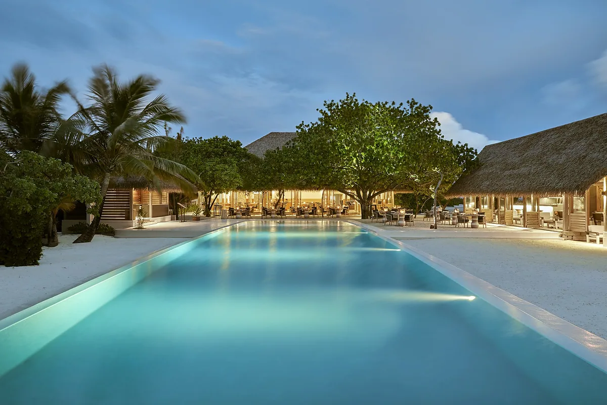 COMO Cocoa Island, South Malé Atoll, Maldives: pool and spa, photographed for Luxury Hotel Compare