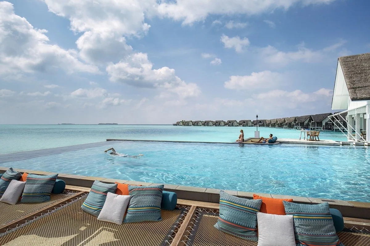 Four Seasons Landaa Giraavaru, Baa Atoll, Maldives: pool and spa, photographed for Luxury Hotel Compare