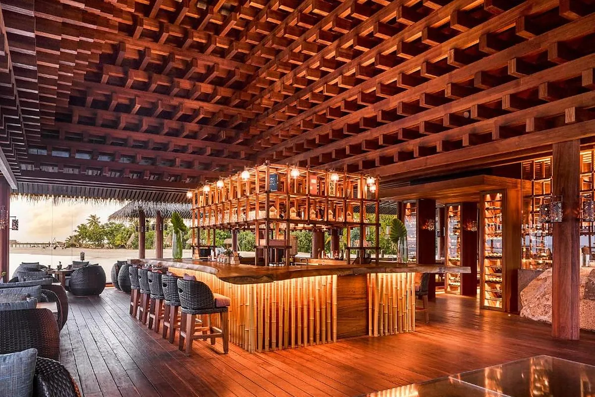 JOALI Maldives, Raa Atoll, Maldives: restaurant, bar and dining terrace, photographed for Luxury Hotel Compare