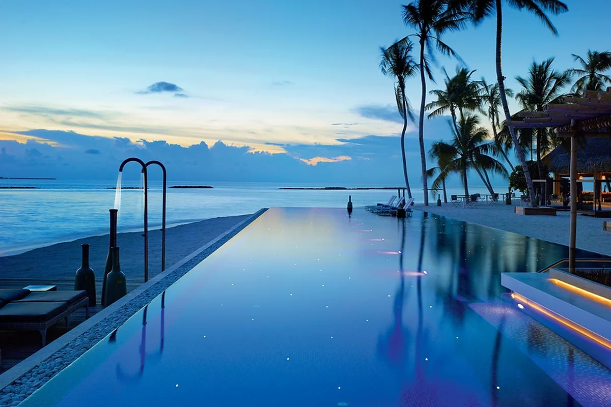 Velaa Private Island, Noonu Atoll, Maldives: pool and spa, photographed for Luxury Hotel Compare