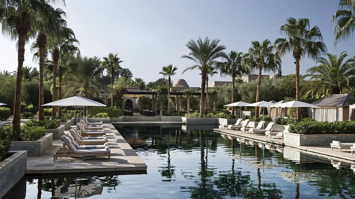 Four Seasons Resort Marrakech pool with Atlas Mountain views
