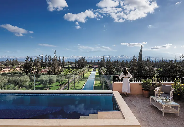 The Oberoi Marrakech garden pavilion with reflecting pool