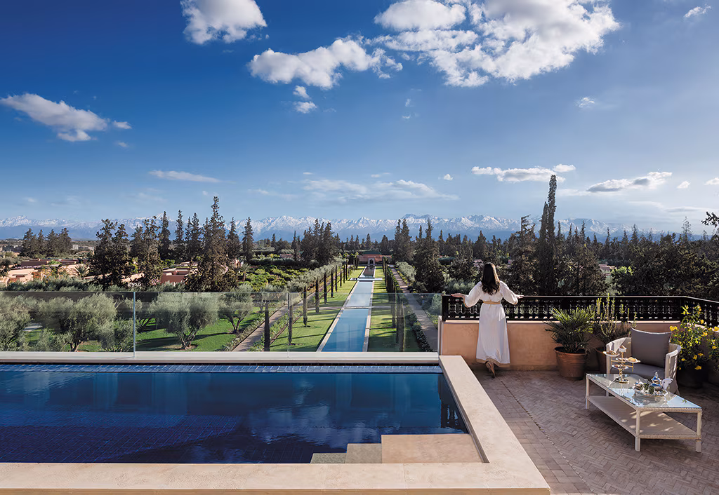 The Oberoi Marrakech garden pavilion with reflecting pool
