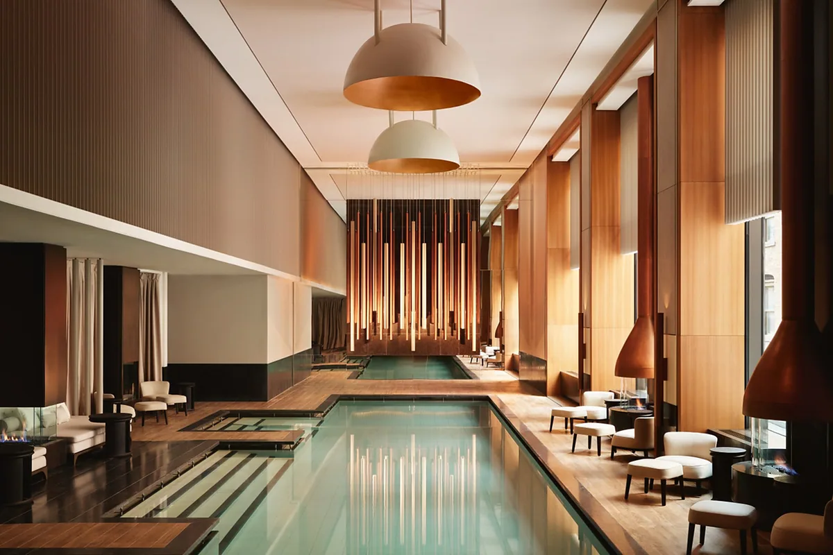 Aman New York, Midtown, New York: pool and spa, photographed for Luxury Hotel Compare