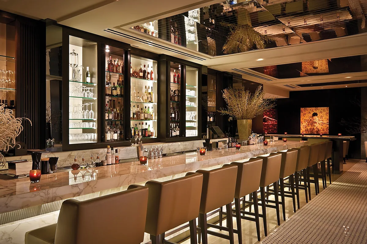 Langham Place New York Fifth Avenue, Midtown, New York: restaurant, bar and dining terrace, photographed for Luxury Hotel Compare