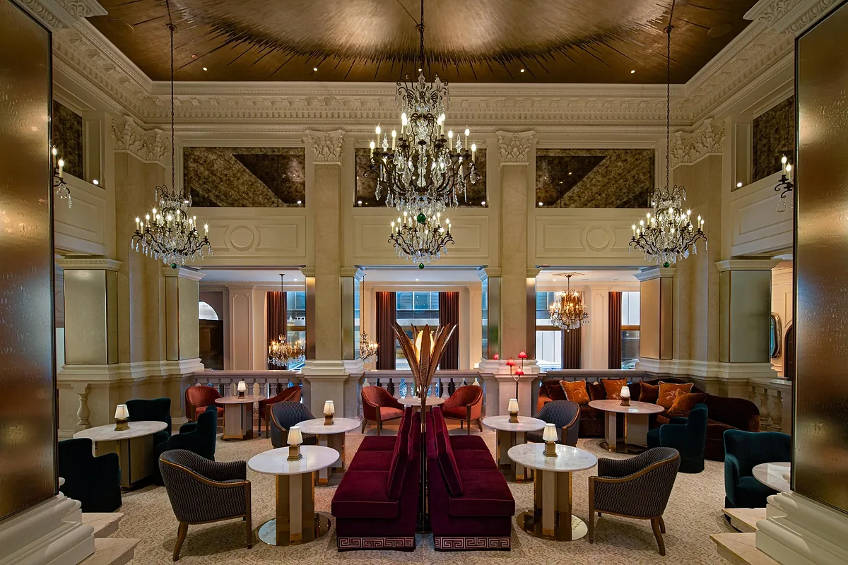 The St. Regis New York, Midtown, New York: restaurant, bar and dining terrace, photographed for Luxury Hotel Compare