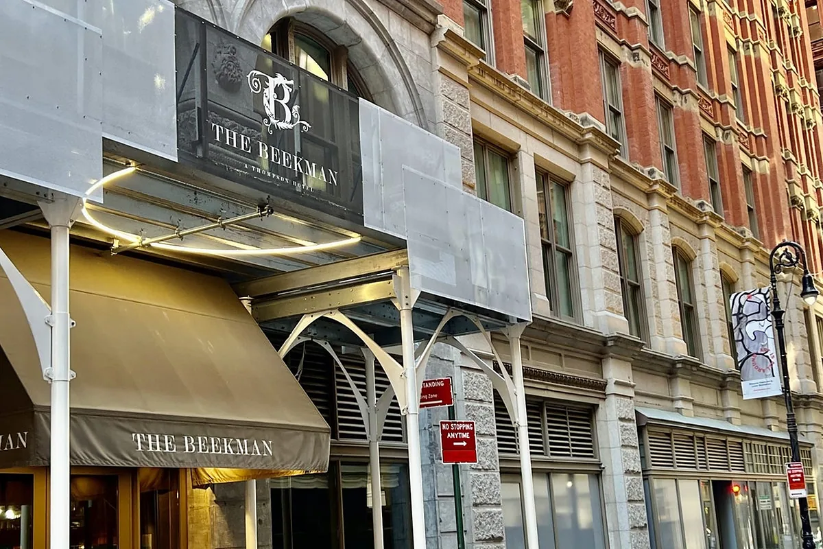 The Beekman, A Thompson Hotel, TriBeCa, New York: arrival, grounds and architecture, photographed for Luxury Hotel Compare