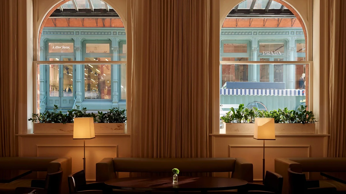 The Mercer — the lobby lounge behind arched windows