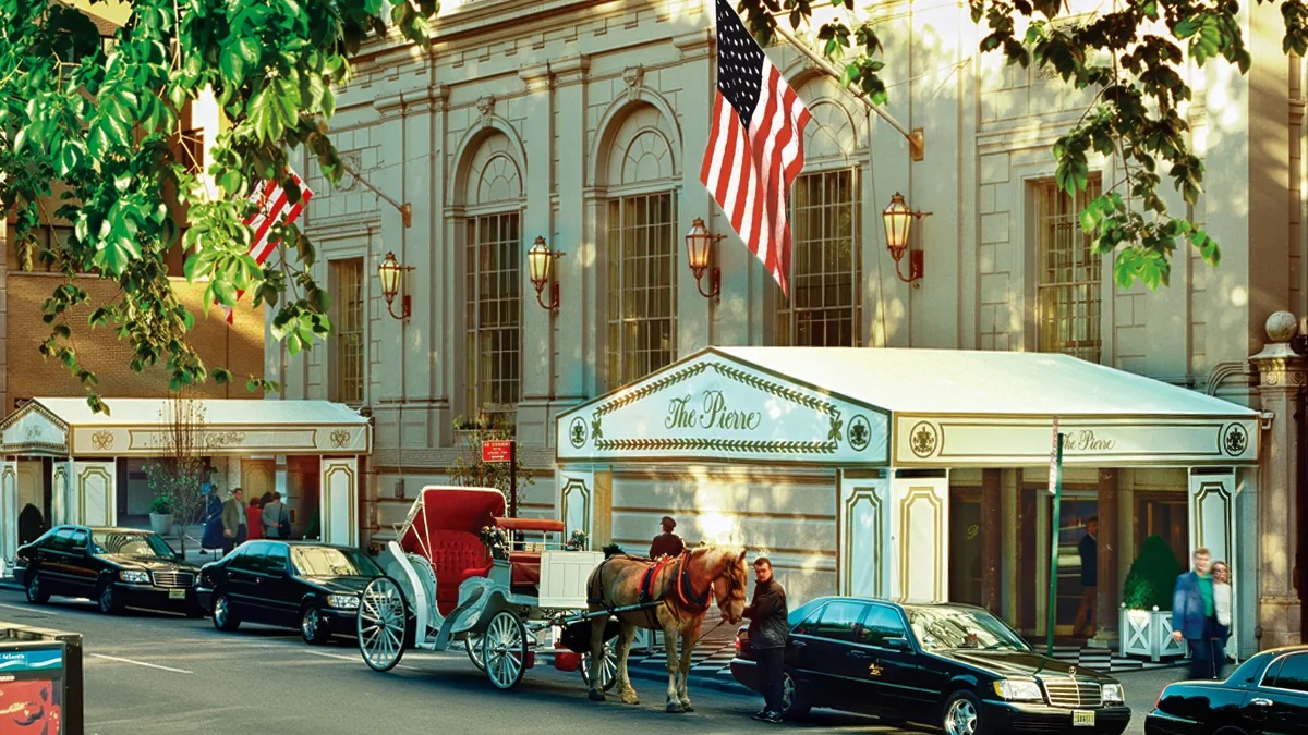 The Pierre, A Taj Hotel — the Fifth Avenue entrance with its carriages