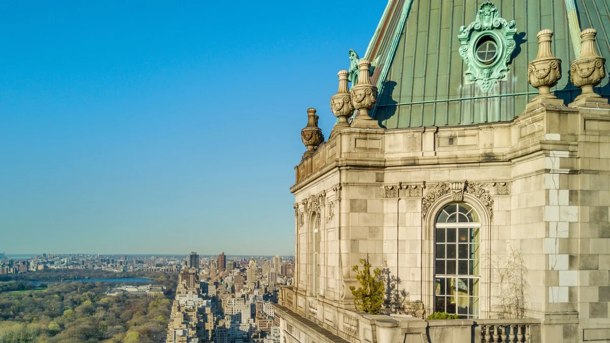 The Pierre, A Taj Hotel — the green mansard roof above Central Park
