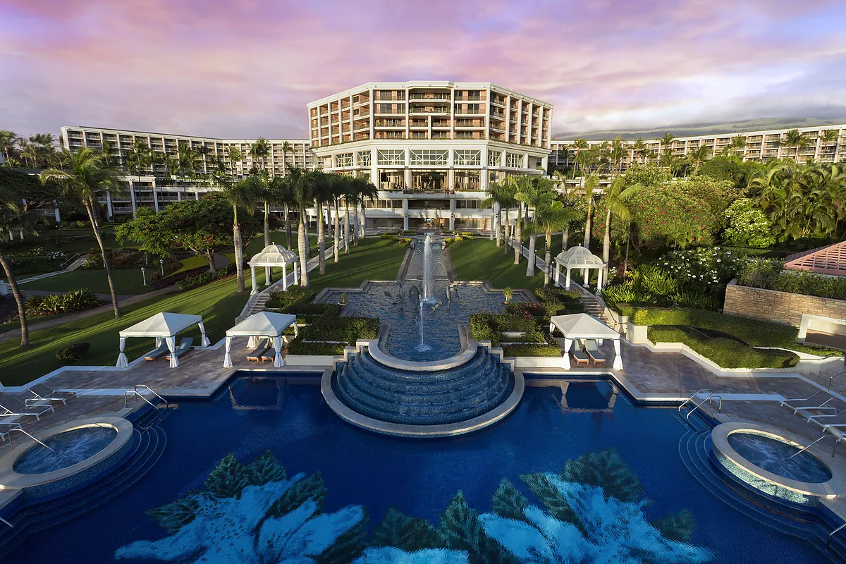 Exterior and water gardens at Grand Wailea, a Waldorf Astoria Resort