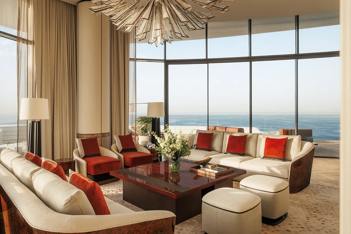 Royal Suite living room with sea view at Jumeirah Marsa Al Arab